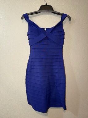 Sherri Hill Royal Blue Bandage Cocktail Dress